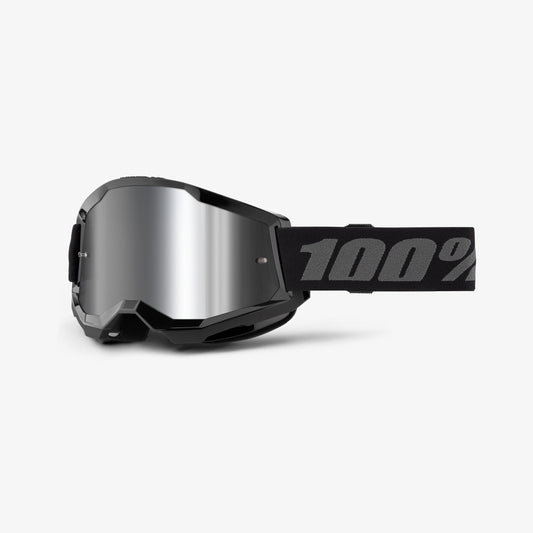Goggle 100% STRATA 2 Junior Schwarz Scheibe Silver Mirror