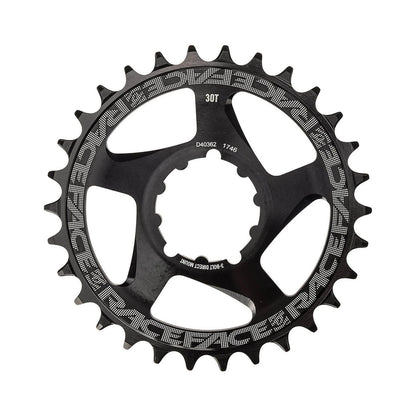 RACE FACE Narrow-Wide-Kettenblatt für Einfachantrieb, 9-/10-/11-/12-fach, Direct Mount Boost, SRAM-kompatibel, Schwarz — Kettenblatt vor weißem Hintergrund