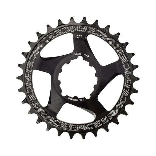 RACE FACE Narrow-Wide-Kettenblatt für Einfachantrieb, 9-/10-/11-/12-fach, Direct Mount Boost, SRAM-kompatibel, Schwarz — Kettenblatt vor weißem Hintergrund