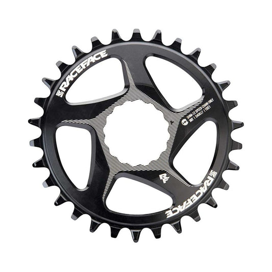 RACE FACE Kettenblatt für Einfachantrieb, 12-fach, Direct Mount, SHIMANO-kompatibel, Schwarz — Kettenblatt vor weißem Hintergrund