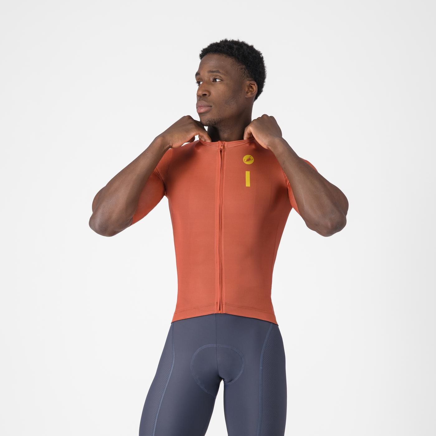 Trikot CASTELLI DRITTONE LOGO Kurzarm Paprika