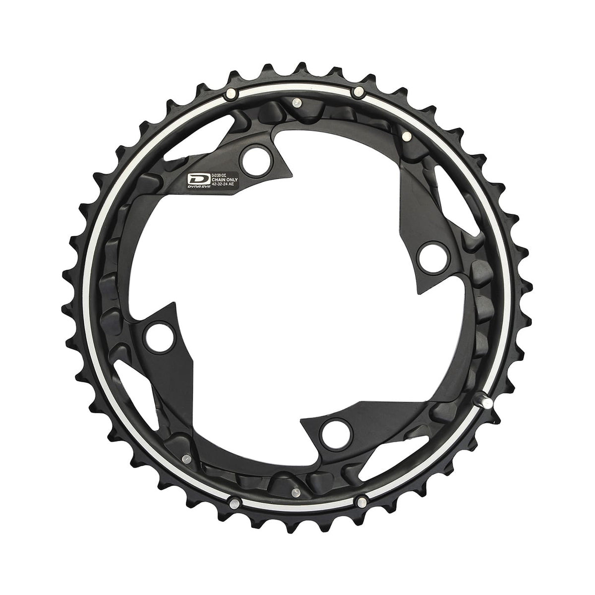 Äußeres Kettenblatt SHIMANO DEORE M610 10-fach, 4-Loch, 104 mm — Ansicht des Kettenblatts vor weißem Hintergrund