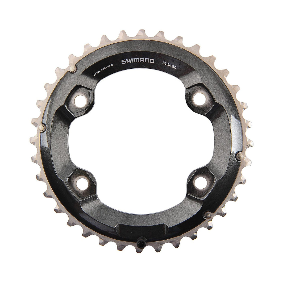 Äußeres Kettenblatt SHIMANO XT M8000 11-fach, 2-fach-Kurbel, 4-Loch, 96 mm — Ansicht des Kettenblatts vor weißem Hintergrund