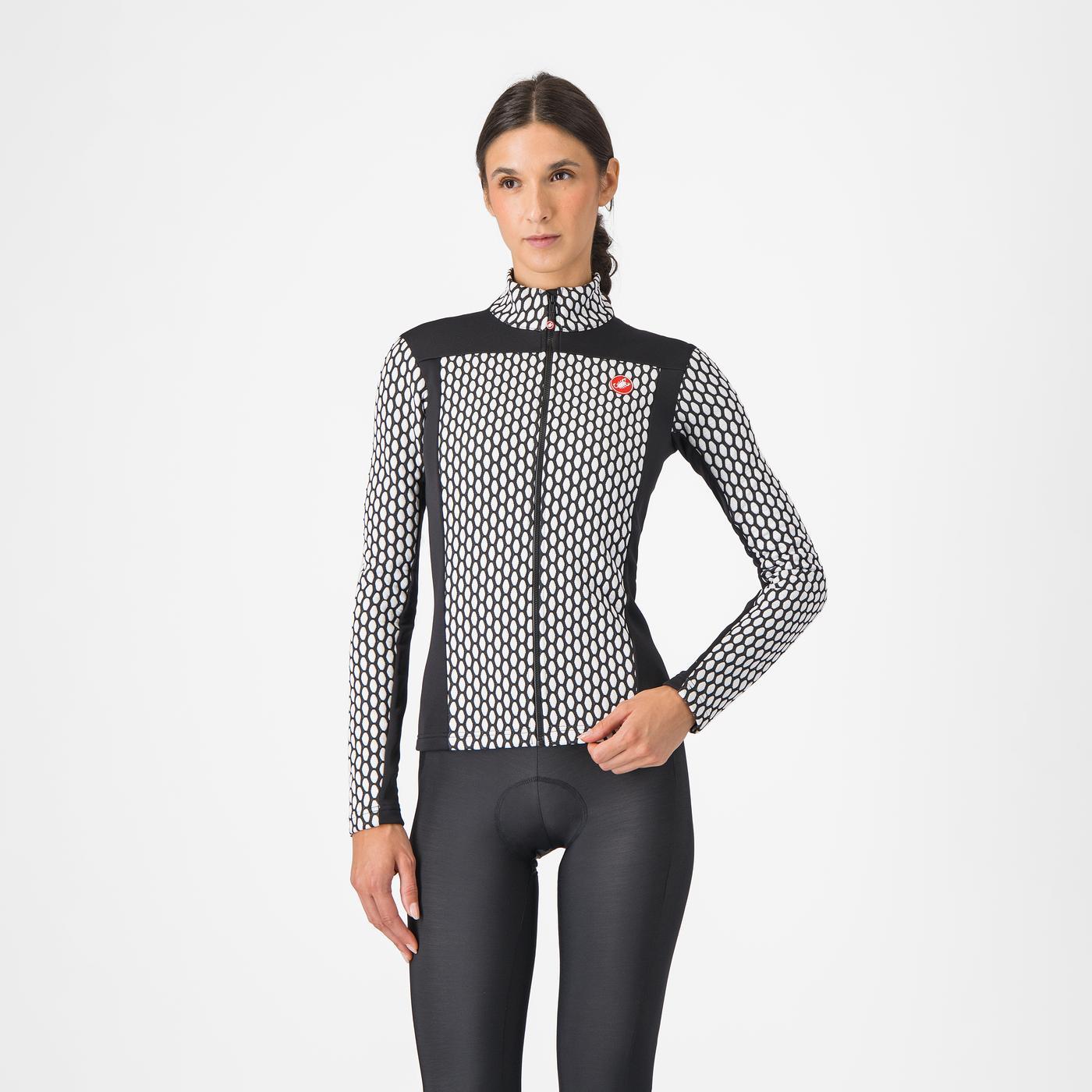 Trikot CASTELLI SFIDA 2 Damen Langarm Schwarz/Weiß