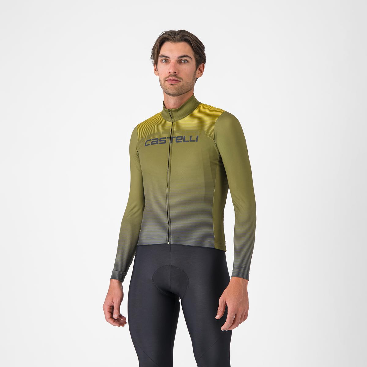 Trikot CASTELLLI APICE THERMAL Langarm Blau/Mango Mojito