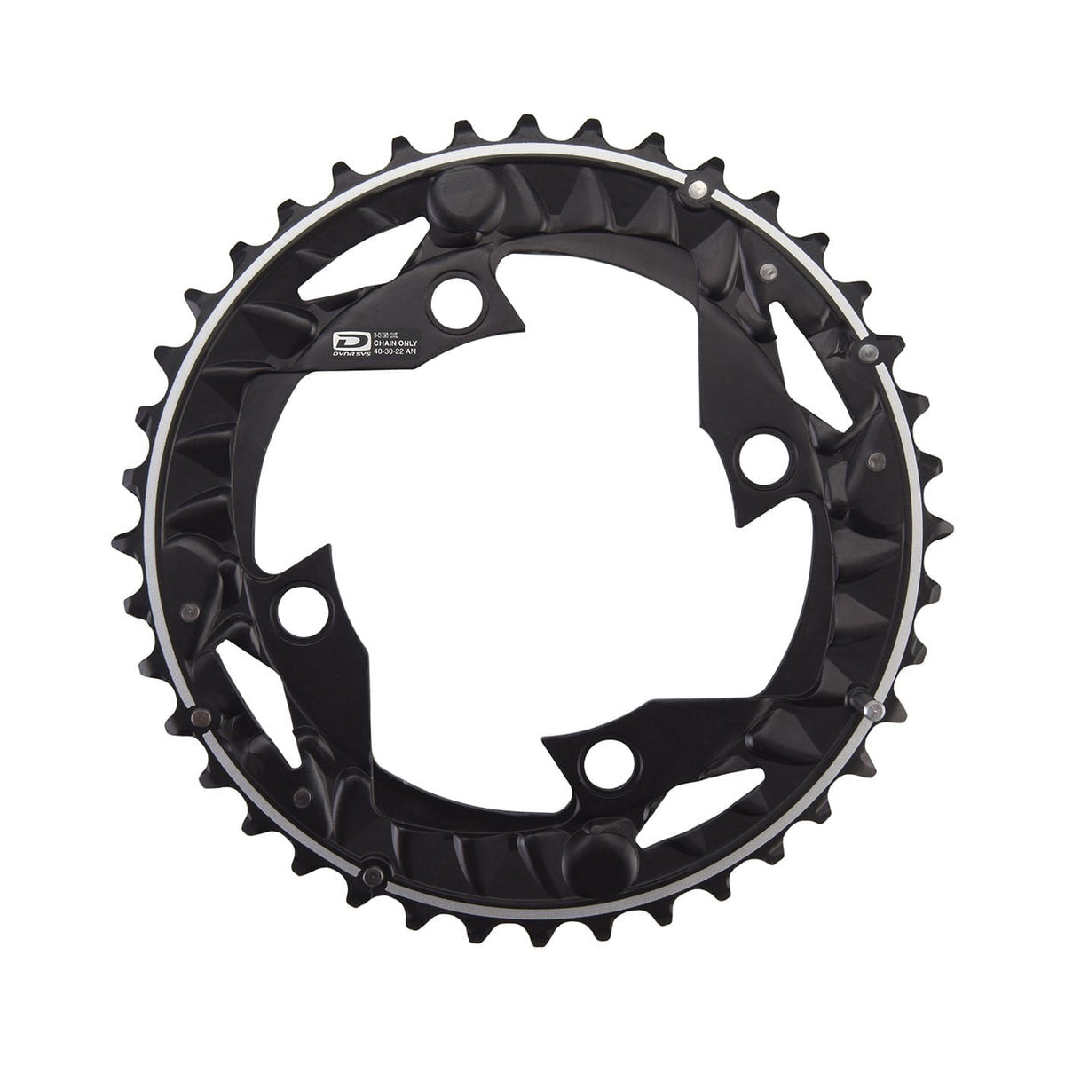 Äußeres Kettenblatt SHIMANO DEORE M612 10-fach, 3-fach-Kurbel, 4-Loch, 96 mm — Ansicht des Kettenblatts vor weißem Hintergrund
