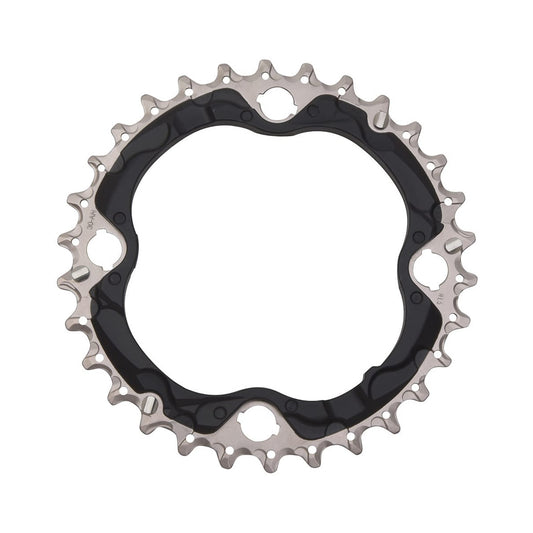 SHIMANO SLX M672 mittleres Kettenblatt, 10-fach, 4-Loch, 96 mm — Ansicht des Kettenblatts vor weißem Hintergrund