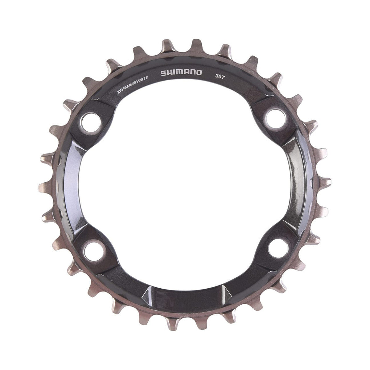 SHIMANO XT M8000 Narrow-Wide-Kettenblatt für Einfachantrieb, 11-fach, 4-Loch, 96 mm — Ansicht des Kettenblatts vor weißem Hintergrund