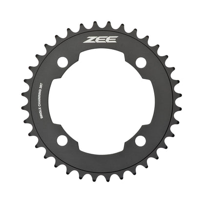 SHIMANO ZEE M640/M645 Kettenblatt für Einfachantrieb, 10-fach, 4-Loch, 104 mm — Ansicht des Kettenblatts vor weißem Hintergrund