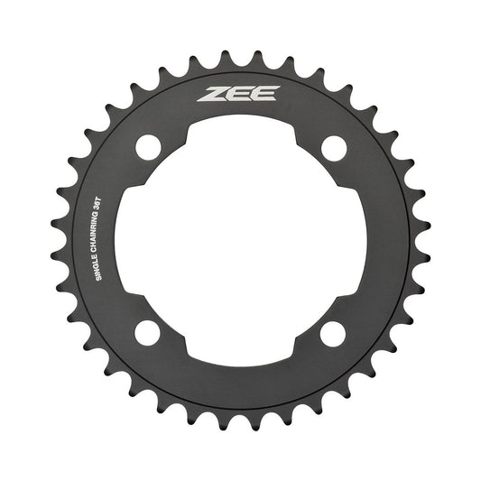 SHIMANO ZEE M640/M645 Kettenblatt für Einfachantrieb, 10-fach, 4-Loch, 104 mm — Ansicht des Kettenblatts vor weißem Hintergrund
