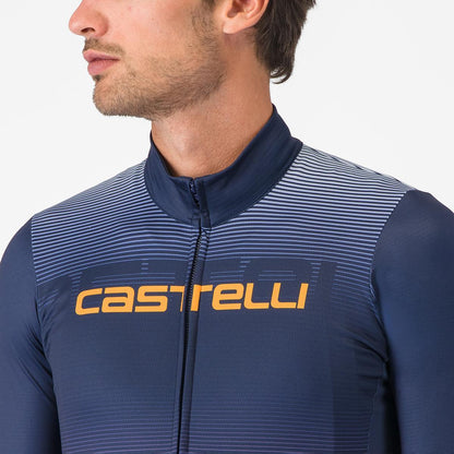 Trikot CASTELLLI APICE THERMAL Lange Ärmel Blau/Orange