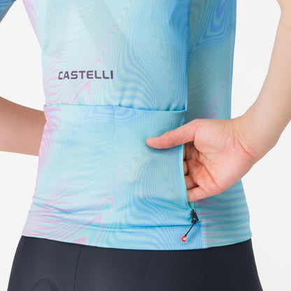 Trikot CASTELLI COSMIC VORTEX Damen Kurzarm Blau/Rosa