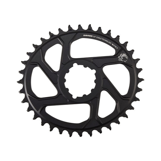 SRAM EAGLE X-SYNC2 BOOST ovales Kettenblatt für Einfachantrieb, 11/12-fach, Direct Mount, 3 mm Offset, Aluminium, schwarz — Ansicht des Kettenblatts vor weißem Hintergrund
