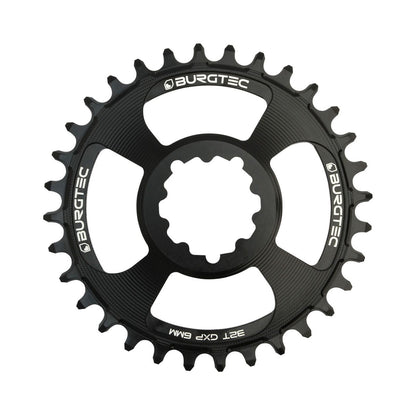 BURGTEC GXP THICK THIN Narrow-Wide-Kettenblatt für Einfachantrieb, 9/10/11/12-fach, Direct Mount, 6 mm Offset, schwarz — Ansicht des Kettenblatts vor weißem Hintergrund