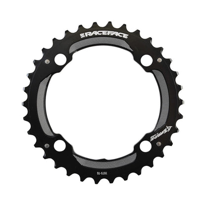 RACE FACE TURBINE äußeres Kettenblatt, 11-fach, 4-Loch, 104 mm — Ansicht des Kettenblatts vor weißem Hintergrund