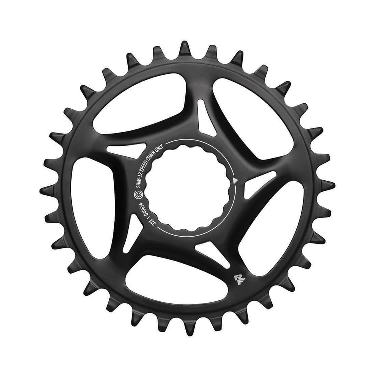 Einfach-Kettenblatt RACE FACE SHIMANO CINCH 12-fach Direct Mount — Kettenblatt auf weißem Hintergrund