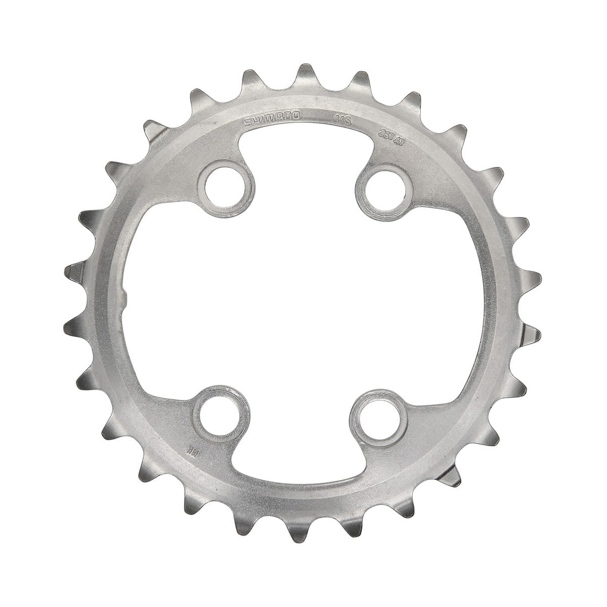 SHIMANO XTR M9000/M9020 inneres Kettenblatt für Zweifachkurbel, 11-fach, 4-Loch, 64 mm — Ansicht des Kettenblatts vor weißem Hintergrund
