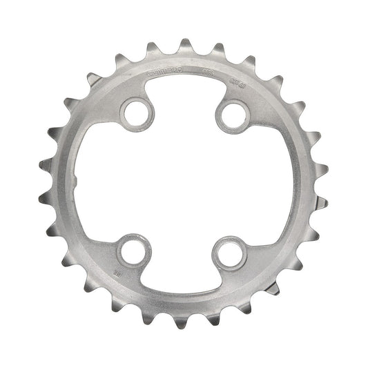 SHIMANO XTR M9000/M9020 inneres Kettenblatt für Zweifachkurbel, 11-fach, 4-Loch, 64 mm — Ansicht des Kettenblatts vor weißem Hintergrund