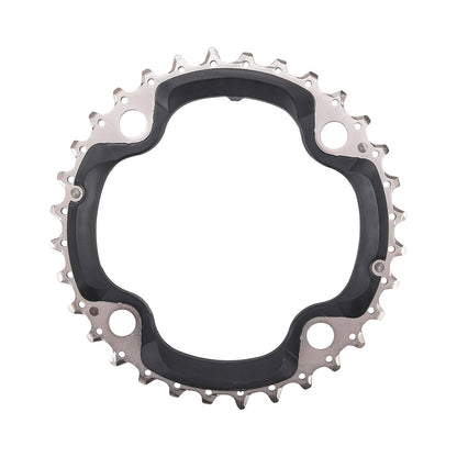 SHIMANO DEORE M610 mittleres Kettenblatt, 10-fach, 4-Loch, 104 mm — Ansicht des Kettenblatts vor weißem Hintergrund