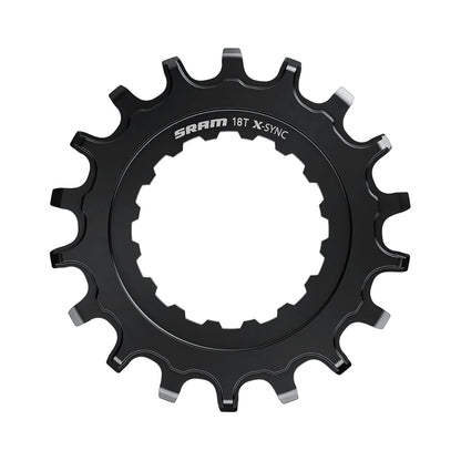 Einfach-Kettenblatt für E-Mountainbikes SRAM EX1 X-SYNC Schwarz — Kettenblatt auf weißem Hintergrund