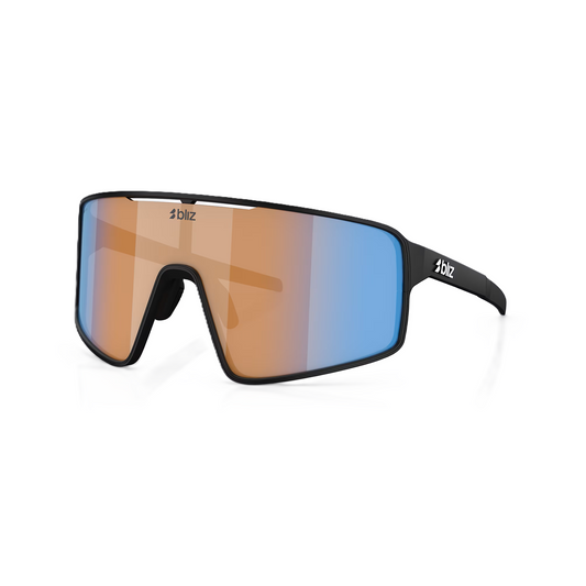 BLIZ P001 Brille Schwarz Mattschirm Coral/Orange Iridiumblau