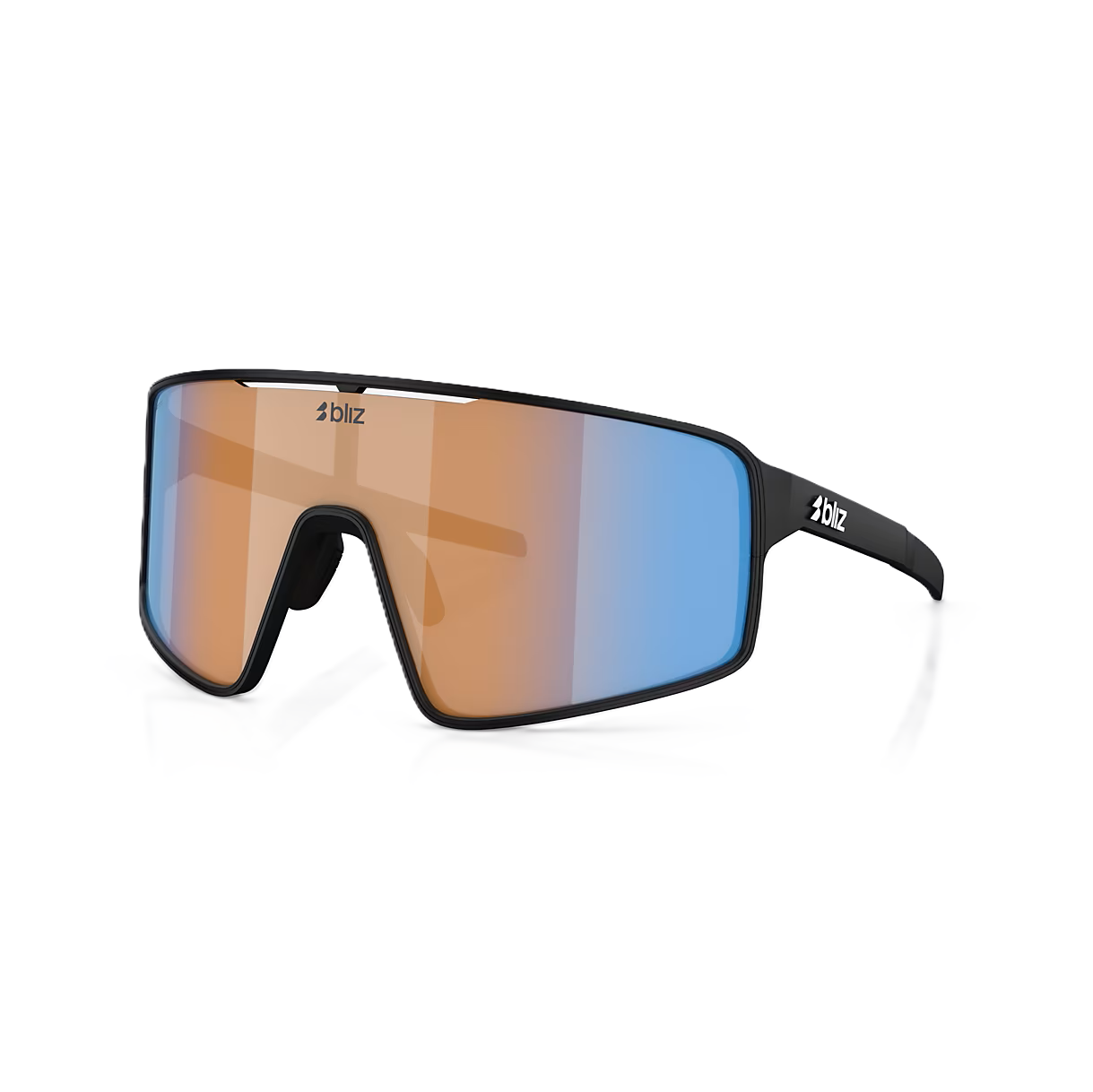 Brille BLIZ P001S Schwarz Matt Glas Nano Optics Nordic Ligh Coral - Orange w Blau Multi