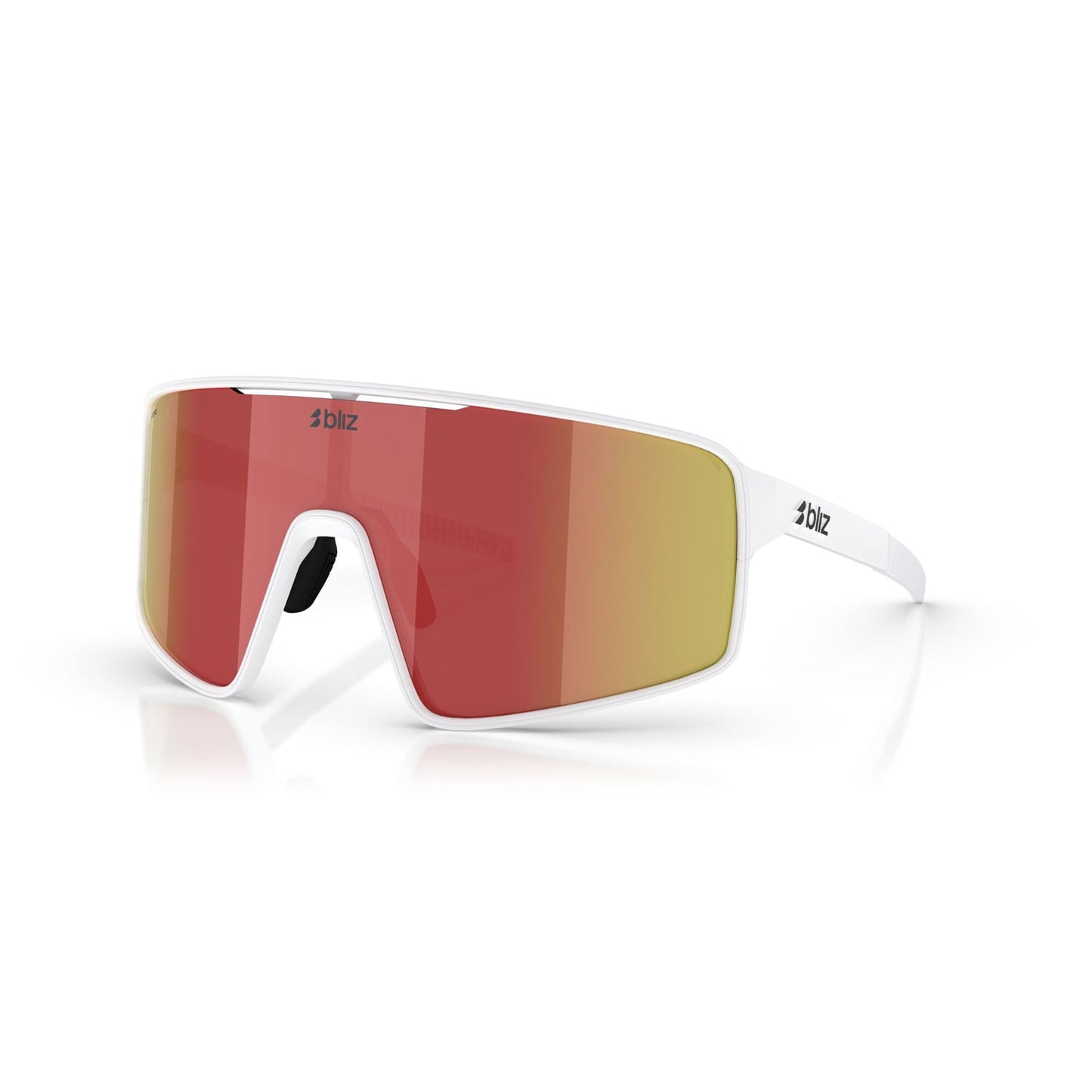 BLIZ P001 Brille Weiß Matt Schirm Braun Rot Spiegel