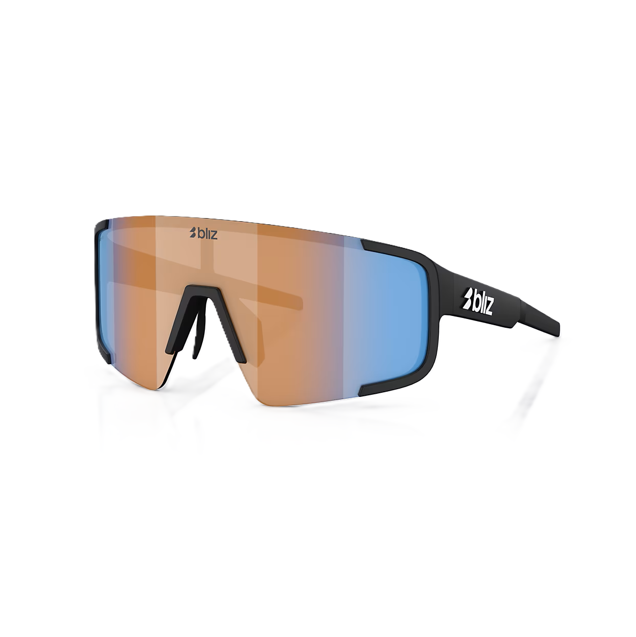 Brille BLIZ P003 Schwarz Matt Glas Coral/Orange Iridiumblau