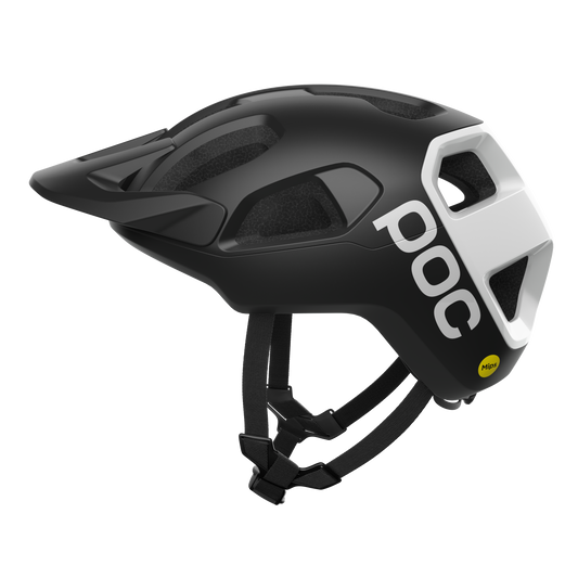 MTB-Helm POC CULARIS Schwarz/Weiss Matt Logo