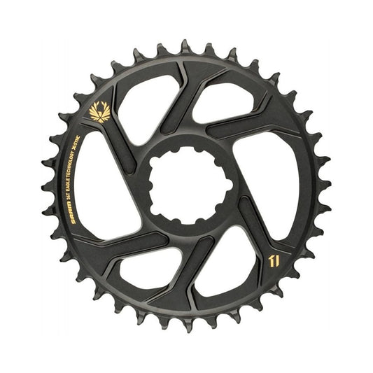 Einfach-Kettenblatt SRAM EAGLE X-SYNC 2 SCHMAL-BREIT BOOST 11/12-fach Direct Mount, 3 mm Versatz, Gold — Kettenblatt auf weißem Hintergrund