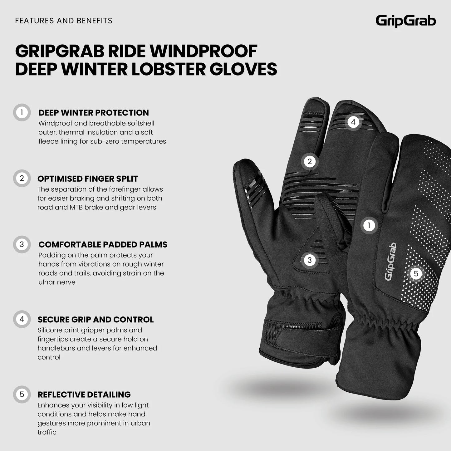 GRIPGRAB DEEP WINTER LOBSTER Handschuhe Schwarz