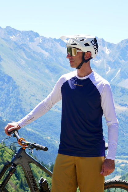 Trikot PROBIKESHOP By CHEF DE FILE FREERIDE Langarm Marine/Weiß