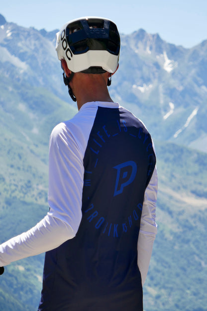 Trikot PROBIKESHOP By CHEF DE FILE FREERIDE Langarm Marine/Weiß