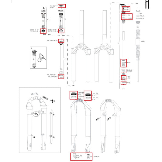 ROCKSHOX SOLO AIR Komplett-Dichtungssatz für Federgabel #11.4018.056.000