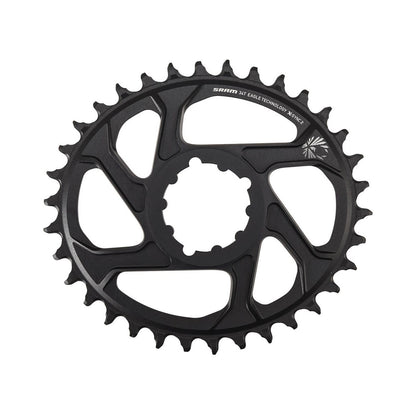 Ovales Einfach-Kettenblatt SRAM EAGLE X-SYNC2 12-fach Direct Mount, 6 mm Versatz — Kettenblatt auf weißem Hintergrund