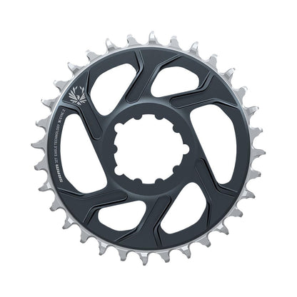 Einfach-Kettenblatt SRAM X-SYNC 2 EAGLE 12-fach Direct Mount, 4 mm Versatz, Mondgrau — Kettenblatt auf weißem Hintergrund