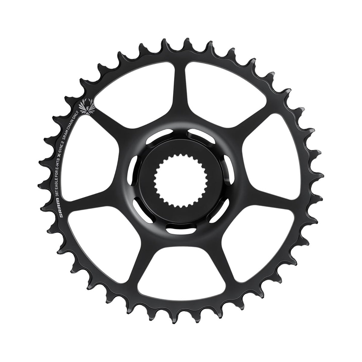 Einfach-Kettenblatt für E-Bikes SRAM X-SYNC 2 EAGLE BOSCH GEN4 11/12-fach Direct Mount Boost, Stahl — Kettenblatt auf weißem Hintergrund