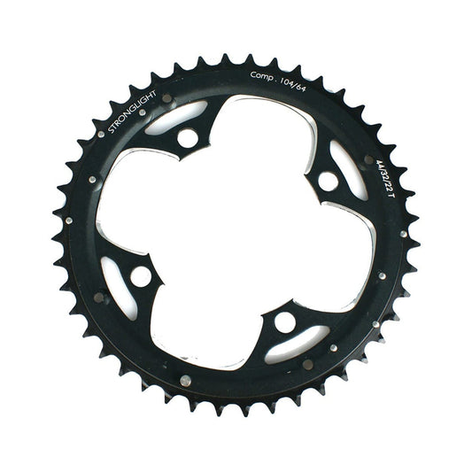 Äußeres Kettenblatt STRONGLIGHT Aluminium 5083 9-fach, 4-Loch, 104 mm — Kettenblatt auf weißem Hintergrund