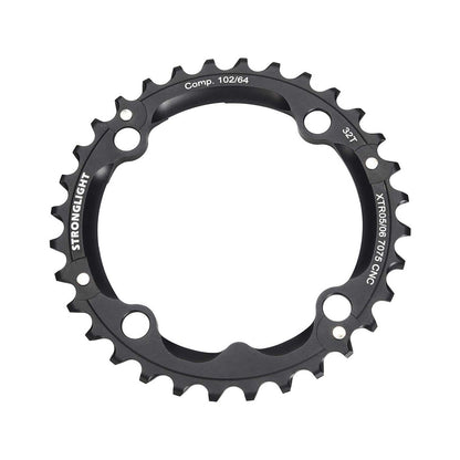 Mittleres Kettenblatt STRONGLIGHT Aluminium 7075 SHIMANO XTR M960 9-fach, 4-Loch, 102 mm — Kettenblatt auf weißem Hintergrund
