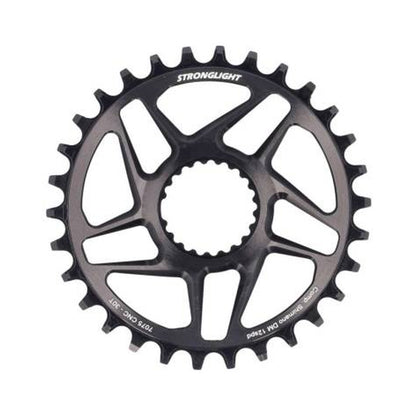 Einfach-Kettenblatt STRONGLIGHT 12-fach Shimano Direct Mount Schwarz — Kettenblatt auf weißem Hintergrund