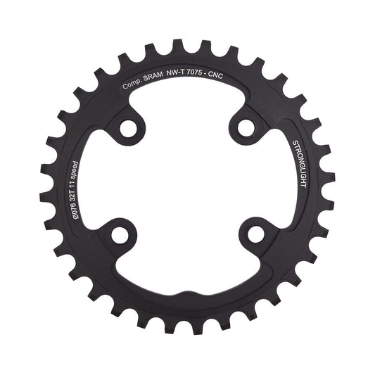 Einfach-Kettenblatt STRONGLIGHT Aluminium 7075 SCHMAL-BREIT Sram XX1 11-fach, 4-Loch, 76 mm — Kettenblatt auf weißem Hintergrund