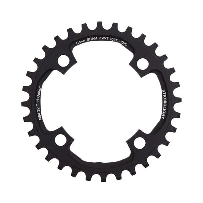 Einfach-Kettenblatt STRONGLIGHT Aluminium 7075 SCHMAL-BREIT Sram X01 11-fach, 4-Loch, 94 mm — Kettenblatt auf weißem Hintergrund