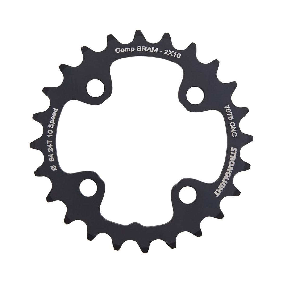 Inneres Kettenblatt STRONGLIGHT Aluminium 7075 10-fach für Zweifachkurbeln, 4-Loch, 64 mm — Kettenblatt auf weißem Hintergrund