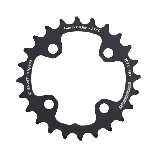 Inneres Kettenblatt STRONGLIGHT Aluminium 7075 10-fach für Zweifachkurbeln, 4-Loch, 64 mm — Kettenblatt auf weißem Hintergrund