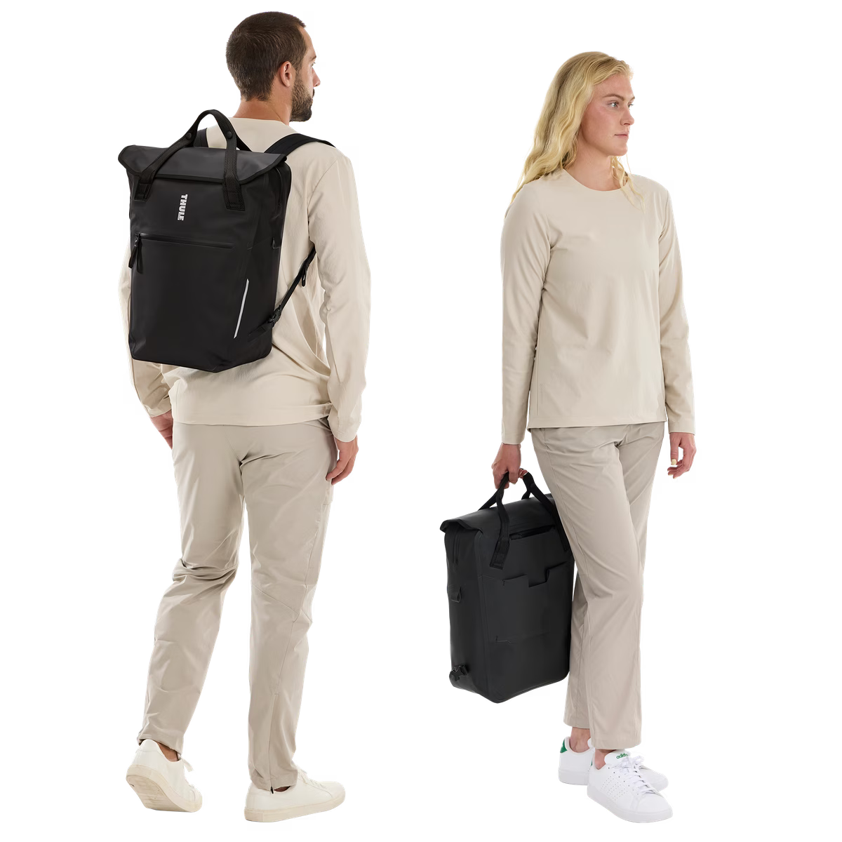 Paar THULE SHIELD Gepäckträgertaschen mit Inlock Rucksack 22 L Schwarz