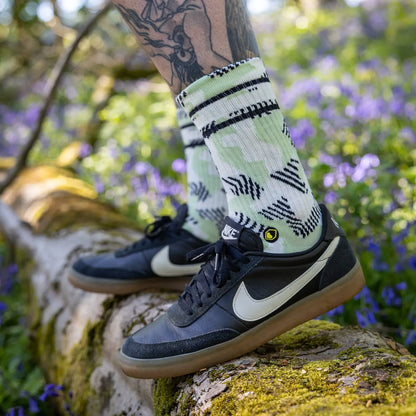 Socken BURGTEC EVERYDAY CREW PATTERNED Weiß/Grün