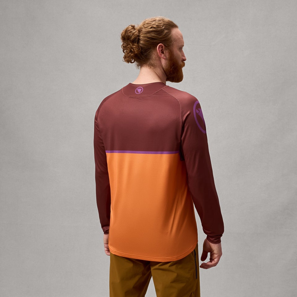 ENDURA SINGLETRACK CORE PRINTED Langarm-Mountainbike-Trikot End Orange