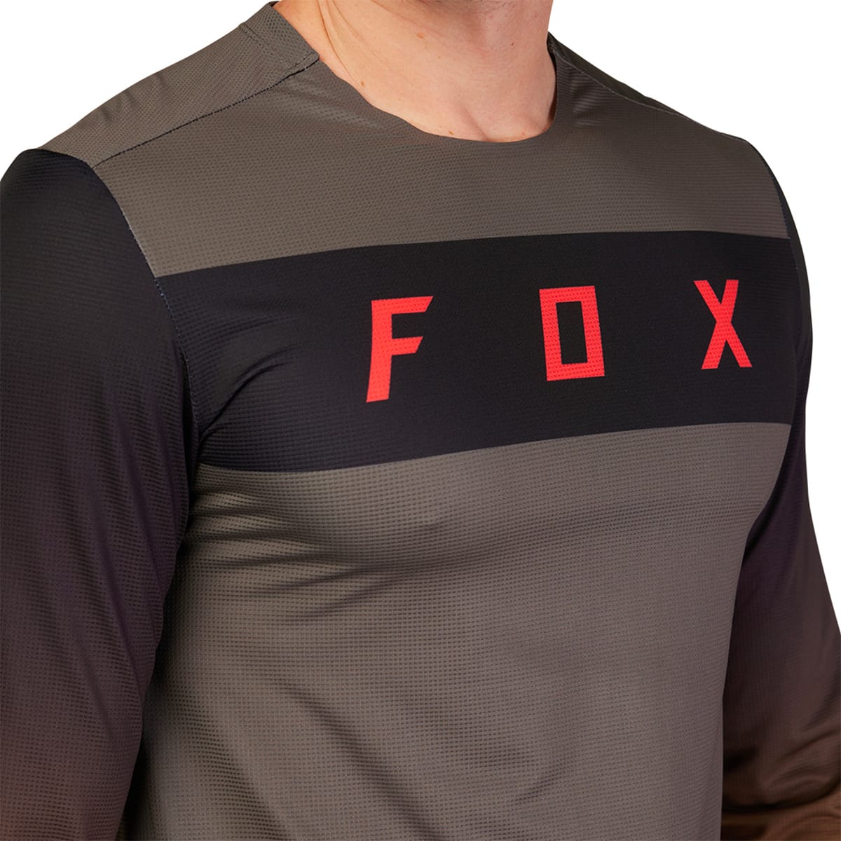 FOX FLEXAIR ARCADIA Trikot Langarm Grau/Braun