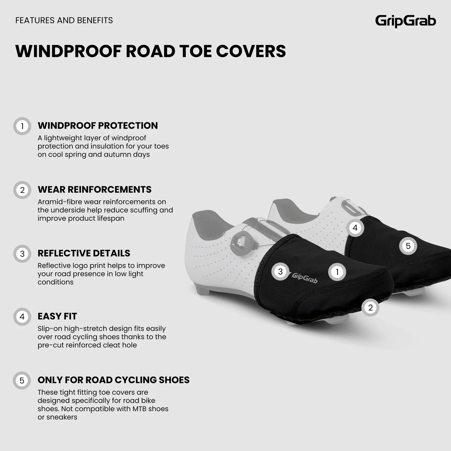 GRIPGRAB WINDPROOF Zehenschutzkappe Schwarz