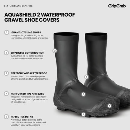 Überschuhe GRIPGRAB AQUASHIELD 2 WATERPROOF GRAVEL Schwarz